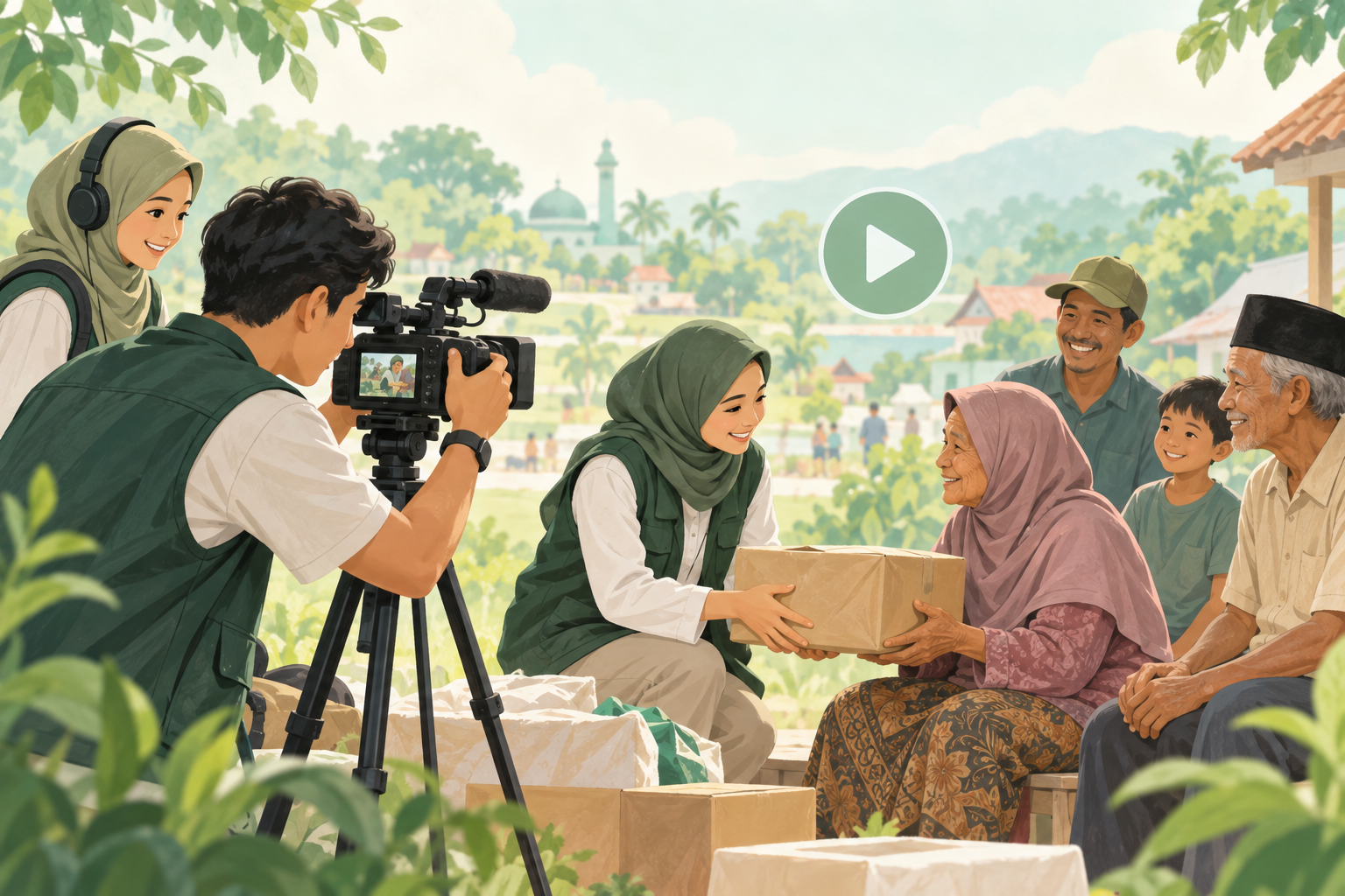 Ilustrasi tim mendokumentasikan kegiatan pelayanan masyarakat.