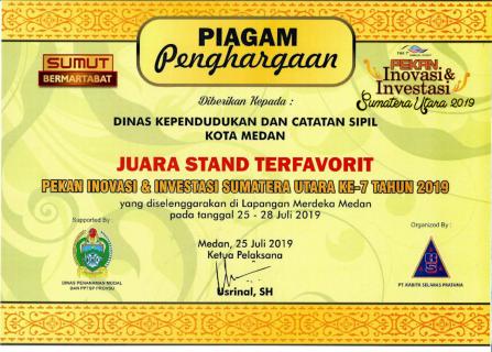Juara Stand Terfavorit Pekan Inovasi & Investasi Sumatera Utara ke-7