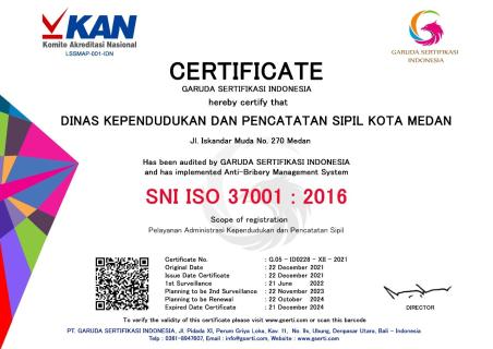 Sertifikasi SNI ISO 37001:2016 Sistem Manajemen Anti Penyuapan